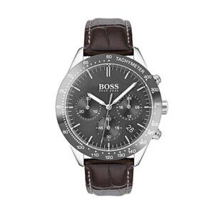Hugo Boss Men's Chronograph Oxygen Brown Leather Strap Watch 42mm